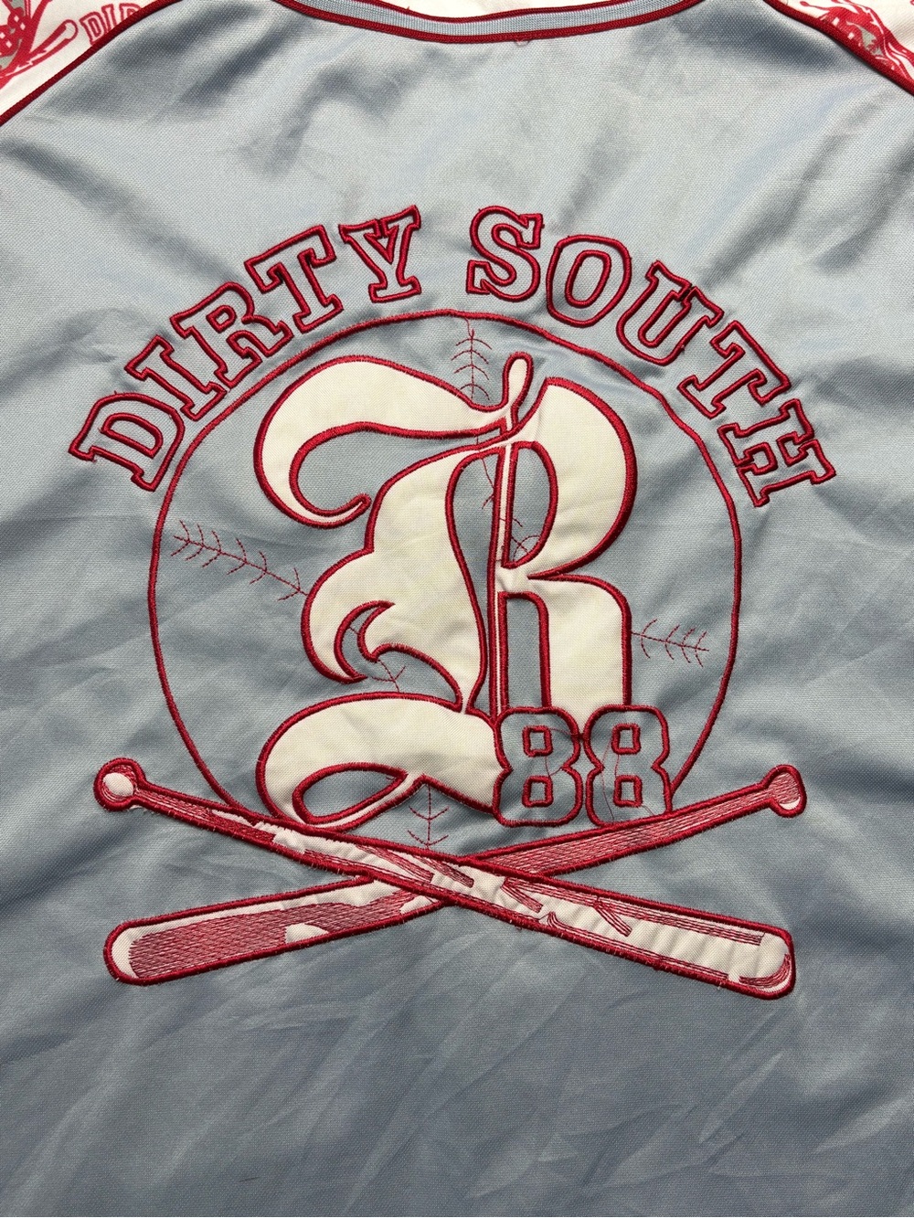 Vintage Y2K GIGO The Funktion Wear Dirty South Baseball Jersey Blue Red 2XL - Picture 8 of 12